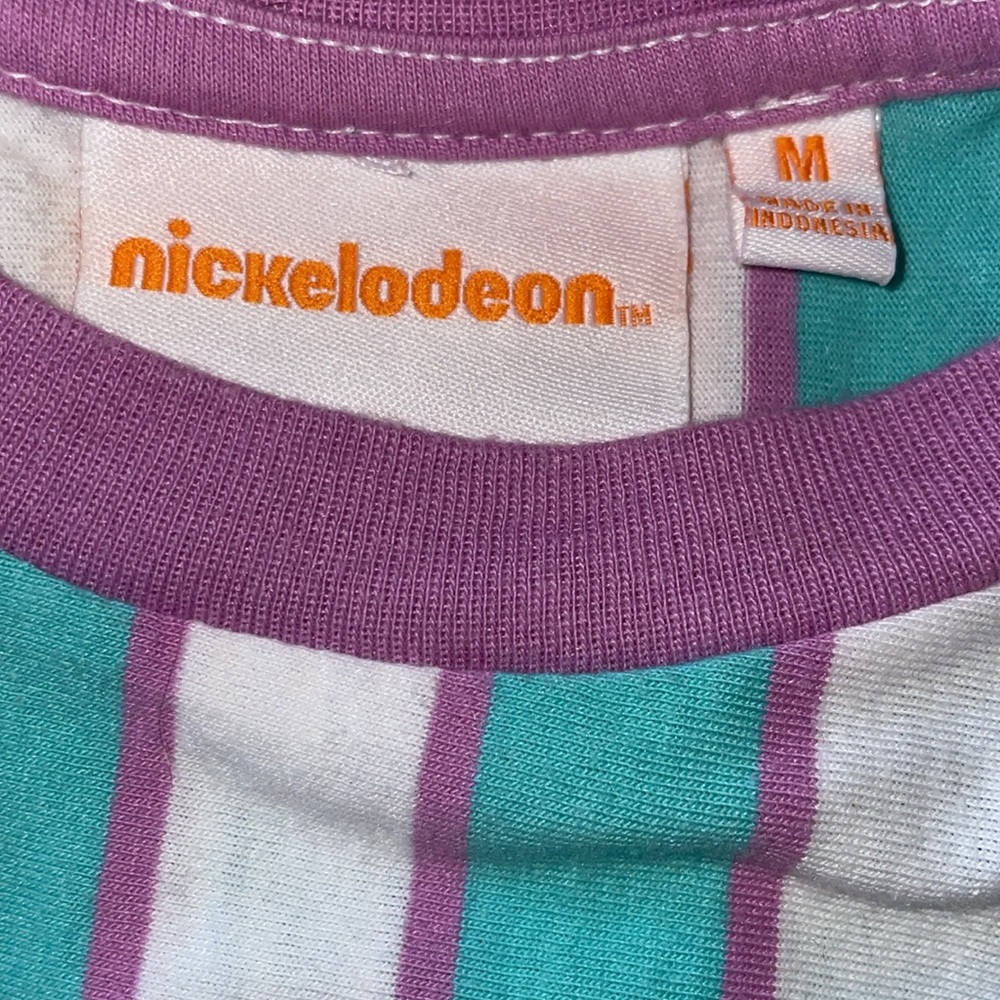 Nickelodeon Purple & Teal Striped Tee. Size Medium. - Picture 4 of 5